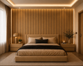 Acoustic Slat Wall Panels — Brass PVC (2400×600mm, 44mm Wide Slat)
